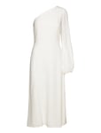 Dania 1-Shoulder Dress Long Midi Length Knälång Klänning White IVY OAK