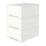 Cetomo 5L * 3 tiroir de rangement empilable compact, organisateur de tiroir en plastique avec portes blanches pour sous-évier, cuisine, bureau et maison désencombrement, paquet de 3, blanc