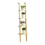 YXZQ Flower Stand Indoor Wall Hanger Floor Bookshelf Multi-function Primary Color Flower Stand Wooden Ladder Four-story Plant Basin Display Stand Balcony A+