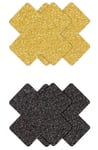 Pretty Pasties Glitter Cross Black Gold 2 Pair