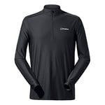 Berghaus Men's 24/7 Half Zip Long Sleeve Tech Baselayer T-Shirt, Black, M