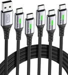 INIU USB C Charger Cable 3.1A, [5Pack, 2m+2m+1m+1m+0.5m] QC 3.0 Phone Charger T