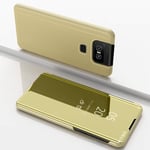 Hülle® Plating Flip Mirror Case for Asus Zenfone 6 ZS630K/Asus Zenfone 6z/Asus Zenfone 6 2019/Asus 6z (Gold)