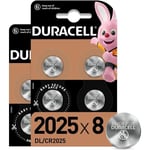 Duracell 2025 Pile bouton lithium 3V, lot de 8, avec Technologie Baby Secure, pour porte-clés, balances et dispositifs portables et