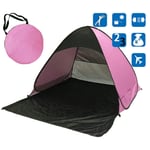 shunlidas Folding Portable Fishing Tent Camping Automatic Pop Up Tents Sun Shelter Anti-uv Sun Shade Awning 2-3 Person Outdoor Summer Tent-pink with black