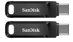 2PCS SanDisk 128Go Ultra Dual Drive Luxe noire USB A et Type-C jusqu'à 400MB/s avec connecteurs USB Type-C et USB Type-A