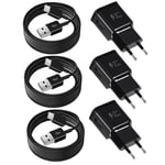 3-Pack Chargeur pour Samsung Charge Rapide, Chargeur USB et USB Type C Cable pour Samsung Galaxy A15 A14 A13 A04s A05s A71 A55 A54 A53 A42 A35 A34 A33 A25 A23 M53 M34 M13 S8 S9 S10 S20 S21 Plus
