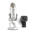 Blue Yeti Microphone USB Professionnel Pour Enregistrement, Argent + Logitech Streamcam Webcam avec USB-C Pour Le Streaming, Noir