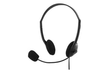 Deltaco HL-21 hörlurar/headset Kabelanslutning Kontor/Callcenter Svart