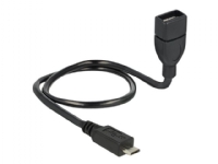Delock OTG ShapeCable - USB-förlängningskabel - USB (hona) till mikro-USB typ B (hane) - USB 2.0 OTG - 50 cm - svart