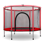 Basinnes Kids Trampoline Safety Spring Cover Padding Pad + Safety Net Enclosure Surround Indoor/Outdoor Jumpingbed,Red