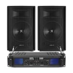 2x Vonyx SL10 10" Portable Bedroom DJ Party Speakers + Amp Disco System 500W