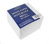 Bright Ideas White Paper Note Block Refill, White, 9cm x 9cm Sheet Cube Note Box with White Sheets, Memo Block and Dispenser Message Pad & Small Writing Paper for School Office Home