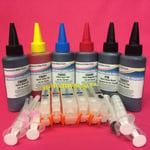 6 x Reflllable Cartridge + PIGMENT/DYE Refill INK For Canon Pixma IP8750 MG7550