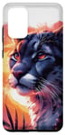 Coque pour Galaxy S20+ Cougar noir cool coucher de soleil lion de montagne puma animal anime art
