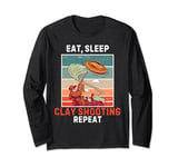 Retro Eat, Sleep Clay Shooting Repeat Vintage Clay Shooting Long Sleeve T-Shirt