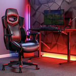 X ROCKER Drogon PC Office Gaming Chair, Lumbar Support & Wide Seat - RED