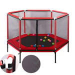 Basinnes Kids Trampoline with Safety Enclosure Net, Jumping Mat And Spring Cover Padding Indoor Outdoor Garden Trampoline Junior Kid Safety Net Kids Toddlers Jumper,Red