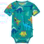 Småfolk Dinosaurs Kortärmad Baby Body Teal | Grön | 86 cm