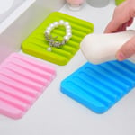 Silicone Soap Tray Holder Dish Box Case Storage Shower Wash Bath White