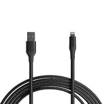 Amazon Basics USB-A to Lightning ABS Charger Cable, MFi Certified for Apple iPhone 14 13 12 11 X Xs Pro, Pro Max, Plus, iPad, 3 m, Black