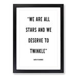 Big Box Art We Are All Stars Typography Framed Wall Art Picture Print Ready to Hang, Black A2 (62 x 45 cm)