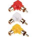 3 x RCA Red White Yellow Phono Right Angle Male to Female Audio TV Cable Adapter