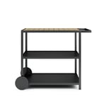 Röshults - Garden Trolley, Anthracite/Golden Brown, Stainless Steel, Teak - Småbord & Sidobord utomhus