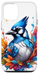 Coque pour iPhone 13 Pro Écran anti-éclaboussures coloré Blue Jay Portrait