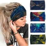 Kvinnors breda pannband Mode knuten pannband Yoga tränings pannband, set med 4