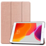 Applicable to ipad pro 11, 10.2 inch tri-fold flat protective case-Rose gold 10.2 2019