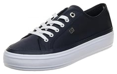 Tommy Hilfiger Women Trainers Essential Canvas Shoes Vulcanised, Blue (Space Blue), 6 UK