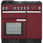 Rangemaster Professional Plus PROP90NGFCY/C 90cm Gas Range Cooker with Electric Fan Oven - Cranberry - A+/A Rated
