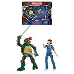 Bandai- Teenage Mutant, Ninja Turtles Figurines Officielles 15cm x Stranger Things Eleven-P81191, P81191, Leo VS Eleven, Petit