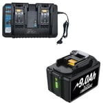 Makita 18V Batteriladdare, Kompatibel med BL1850B och BL1860, Snabbladdning för Elverktyg, Svart