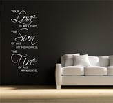 LOVE SUN FIRE WALL ART STICKER QUOTE DECAL MURAL GRAPHIC SELF ADHESIVE VINYL WSD513