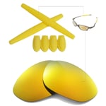 Walleva 24K Gold Polarized lenses + Ear socks T-shocks for Oakley X Metal XX