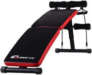 Fitness Equipment Multifunctional Weight Bench,Adjustable Arc-Shaped Decline Sit Up Bench - Exercise Bench Foldable Multipurpose Carrying Capacity 331 Lbs Black and Red,Color:With Drawstring and Armre