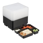 Relaxdays Meal Prep Container en Lot de 24, 4 Compartiments, Boite adaptée au Micro-Ondes, réutilisable, Plastique, Noir