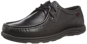 Kickers Men's Reason Moc Toe Leather School Shoes, Black, 12 UK