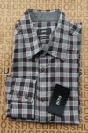 New Hugo BOSS grey brown check long sleeve regular smart casual suit shirt LARGE