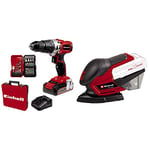 Einhell Power X-Change 44Nm Cordless Drill Driver with Battery and Charger & Power X-Change Cordless Detail Sander - 18V Electric Sander - TE-OS 18/150 Li Solo Hand-Held Sander with Dust Collection