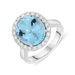 18ct White Gold 5.89ct Aquamarine Diamond Halo Ring