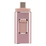Haude USB Stick USB 3.0 USB Flash Drive 3 in 1 Pendrive USB C Flash Drive for Android/Tablet/PC (Pink 32G)
