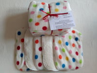 Colour Spot! Bamboo & Fleece washable baby wipes pk10 NEW washable nappy wipes