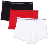 Emporio Armani Men's 3-pack Cotton Trunks, Black/White/Red, L UK