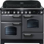 Rangemaster Classic Deluxe CDL110EISL/C 110cm Electric Range Cooker with Induction Hob - Slate Grey / Chrome - A/A Rated