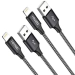 RAVIAD iPhone Charger Cable Lightning Cable 2Pack 3M iPhone Charger Nylon Braided Fast iPhone Charging Cable Lead for iPhone 11 Pro Max XR XS X 8 Plus 7 Plus 6s Plus 6 Plus 5s 5 SE 2020