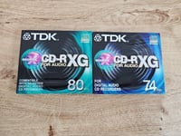 2 x FACTORY SEALED TDK Reflex CD-R XG Audio Disk - 80 Min & 74 Min Sealed