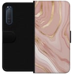 Sony Xperia 5 II Svart Plånboksfodral Ljusrosa marmor